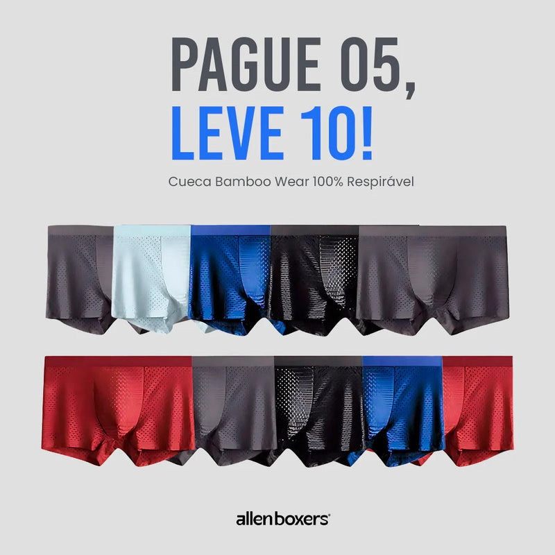 Kit Cuecas Premium Allen Boxers Respiráveis - Pague 5 Leve 10
