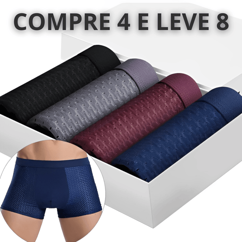 Kit 8 Cuecas Premium Respiráveis - Bamboobox® [PAGUE 4 LEVE 8] + Brinde (6 Meias)