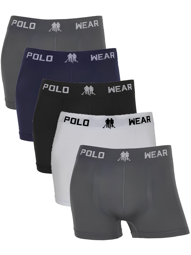 Kit Com 5 Cuecas Box Microfibra Sem Costura Polo Wear
