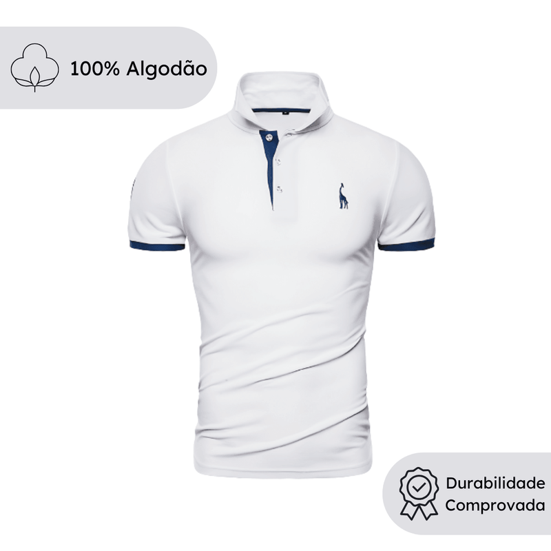 Kit 5 Camisetas Polo Premium - Giraffe® Branco, Azul, Cinza, Vermelho e Preto