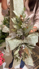 Escapulário de Natal Verde Claro 2,10x36cm Prata Envelhecido