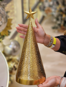 Arvore em metal dourado com porta vela 36,5cm