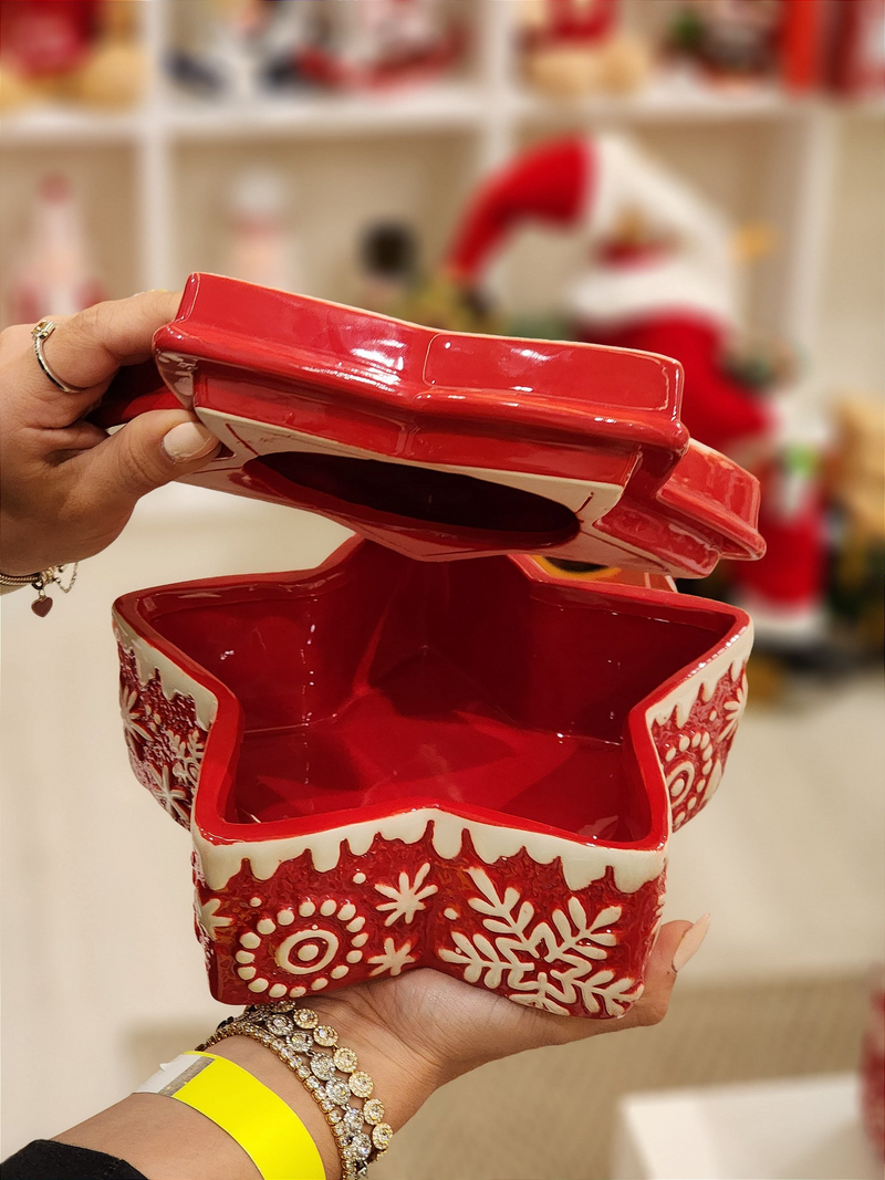 Pote decorativo com tampa estrela 20cm